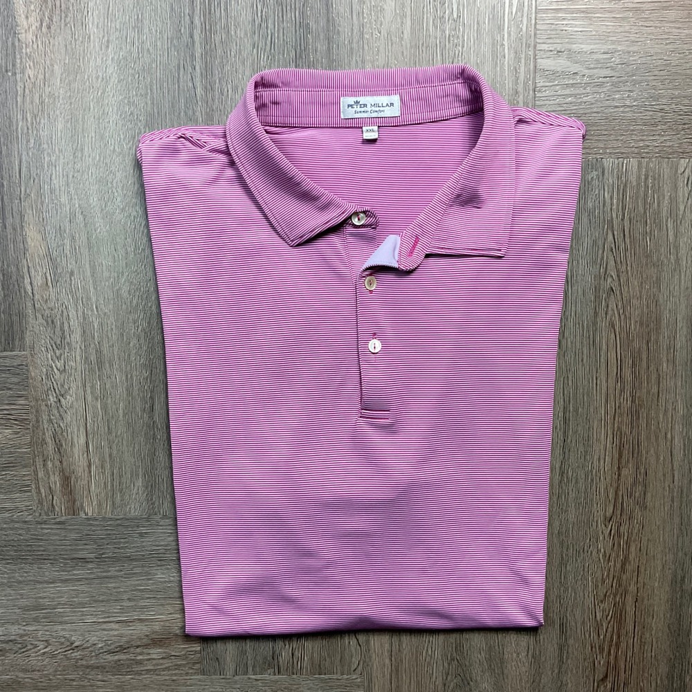 Peter Millar Summer Comfort Micro Stripe Polo Shirt Mens XXL Ping Golf Tennis